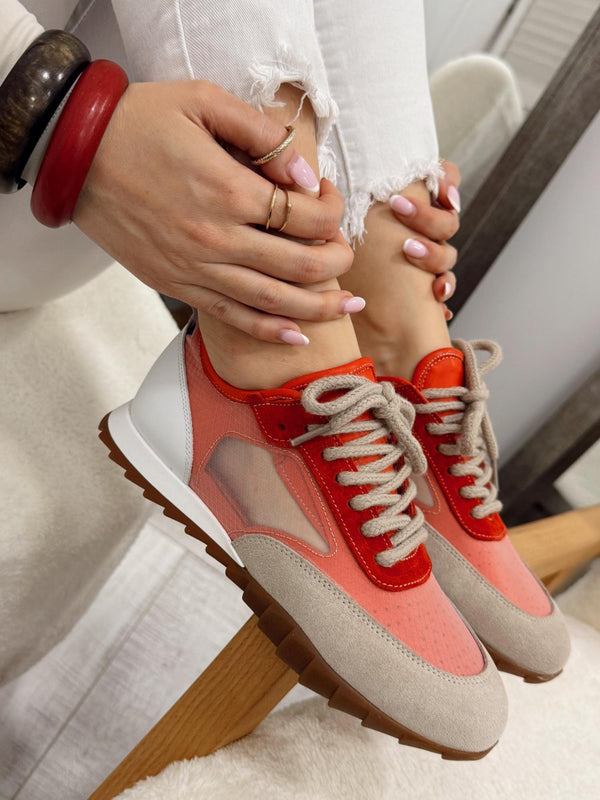 Leather sneakers G145 - CORAL