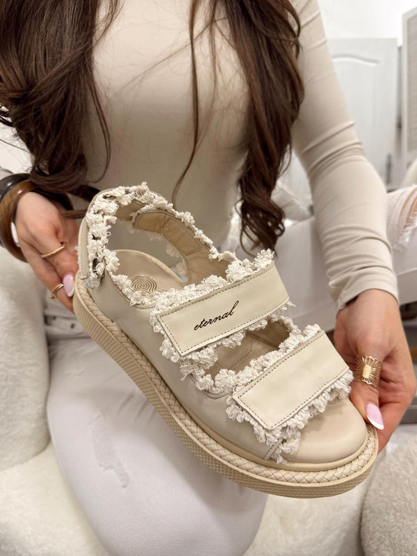 Leather sandals G151 - BEIGE