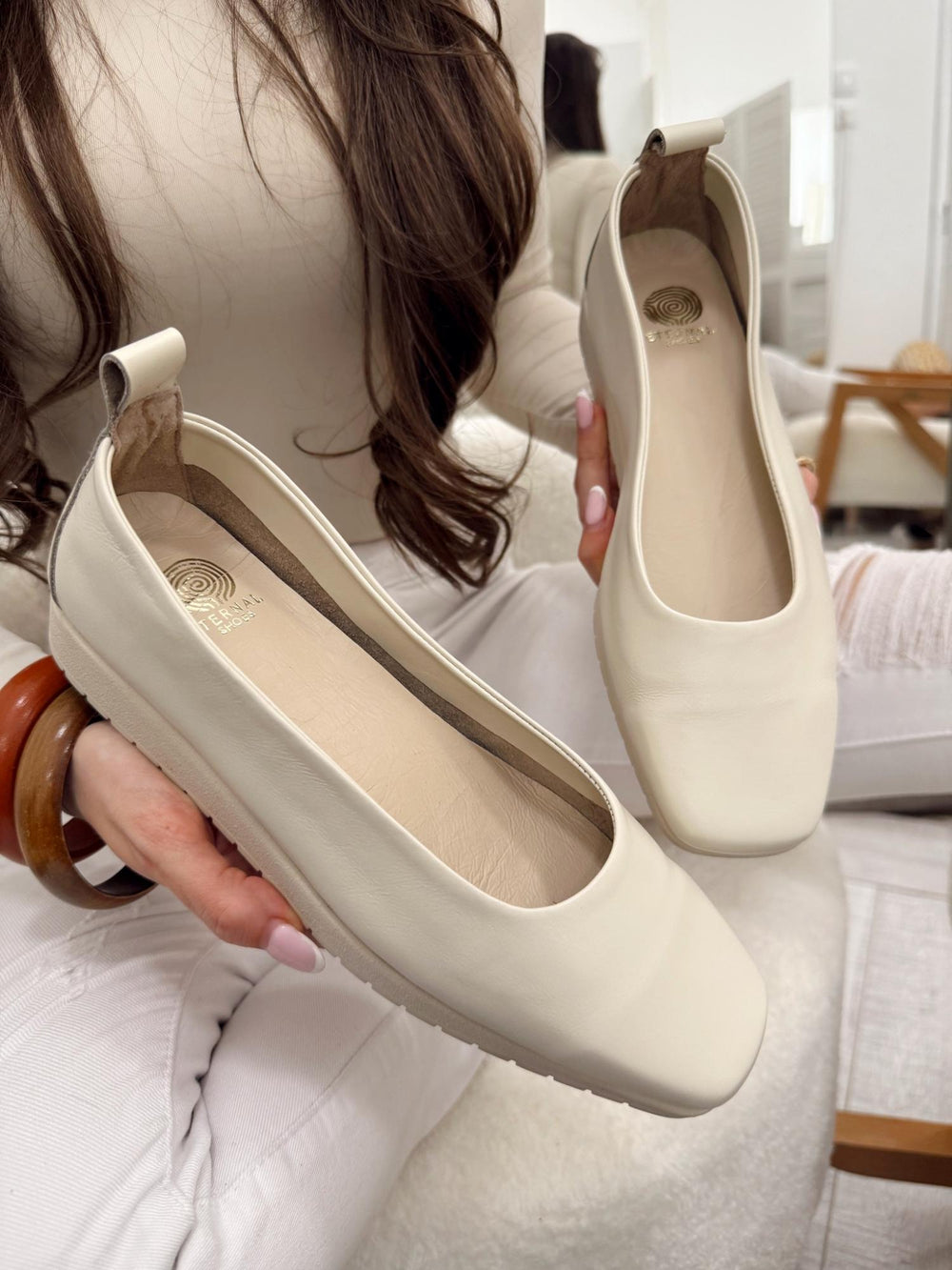Leather ballet flats G146 - BEIGE