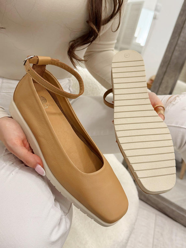 Leather ballet flats G147 - CAMEL