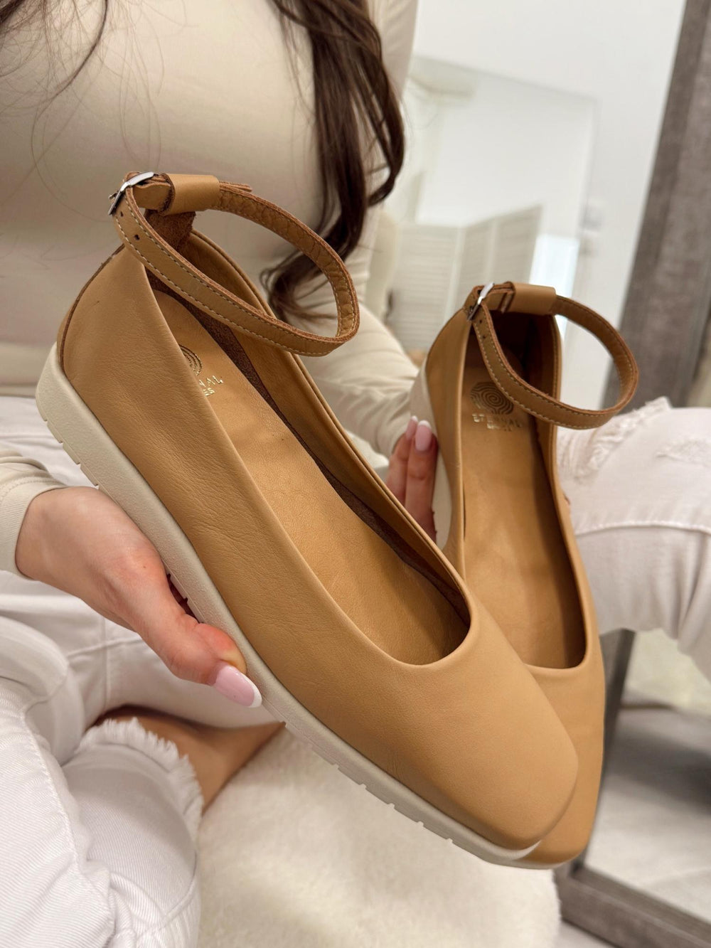 Leather ballet flats G147 - CAMEL