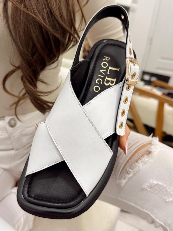 Leather sandals G155 - WHITE