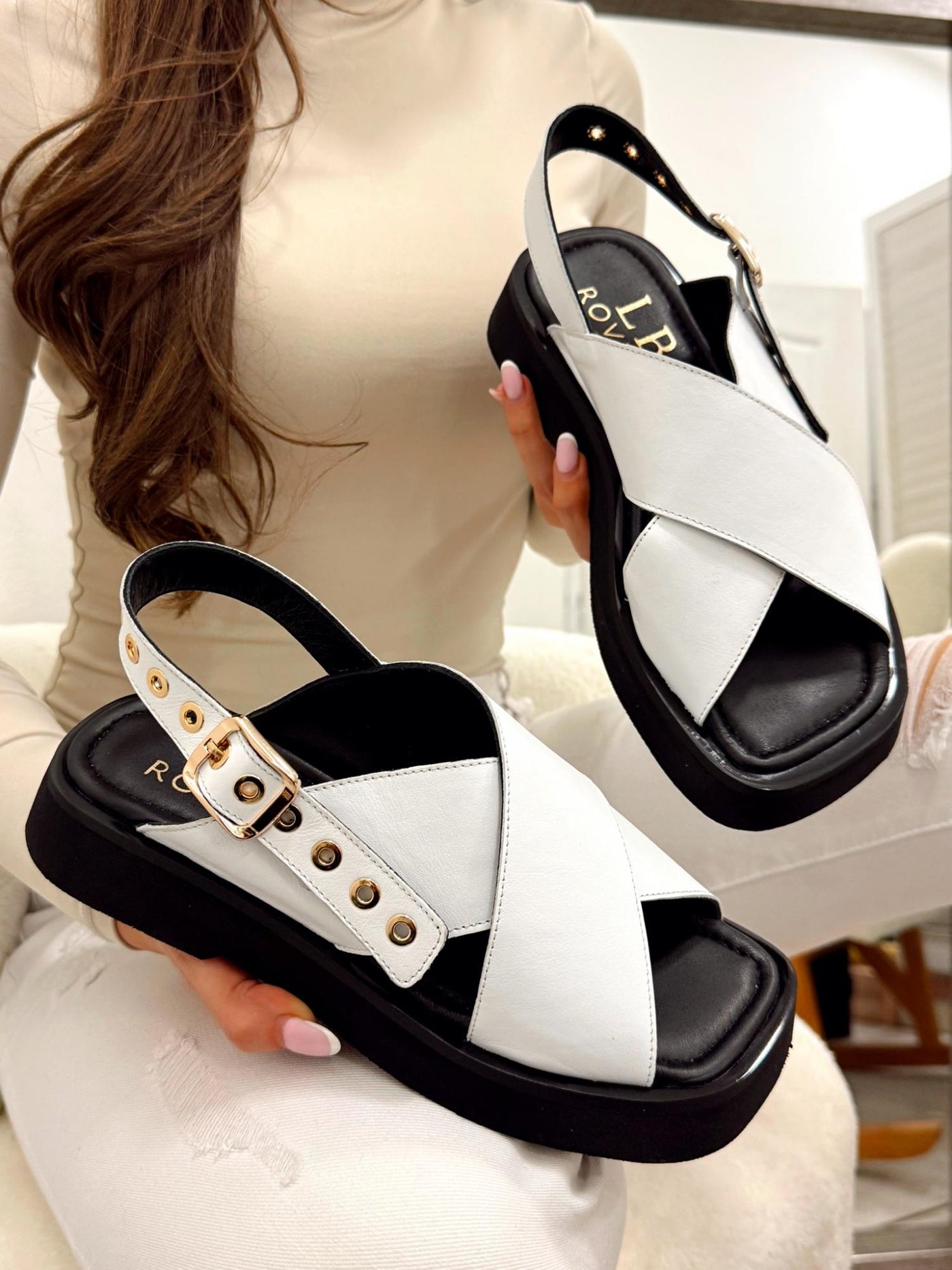 Leder-Sandalen G155 - WEISS