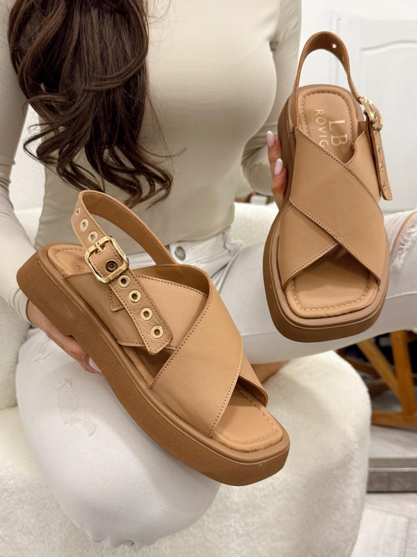 Leather sandals G155 - POWDER ROSE