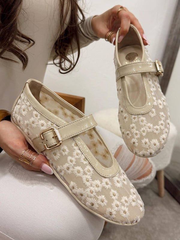 Leather ballet flats G148 - BEIGE