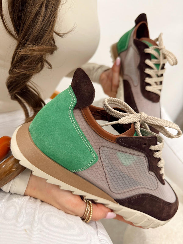 Leather sneakers G126 - BROWN