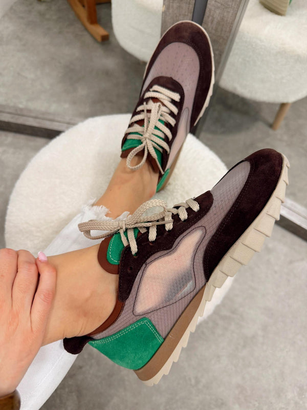 Leather sneakers G126 - BROWN