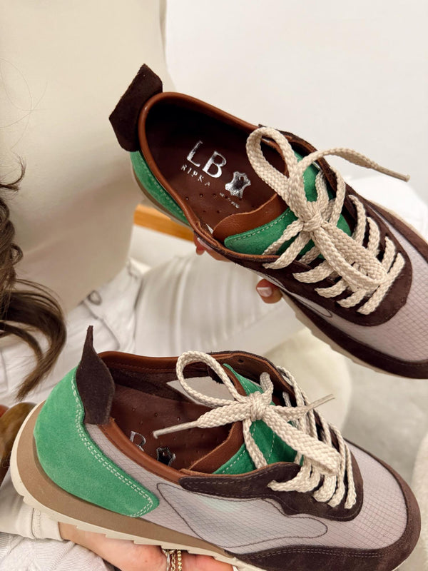 Leather sneakers G126 - BROWN