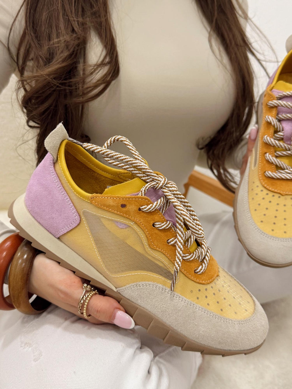 Leather sneakers G126 - BEIGE