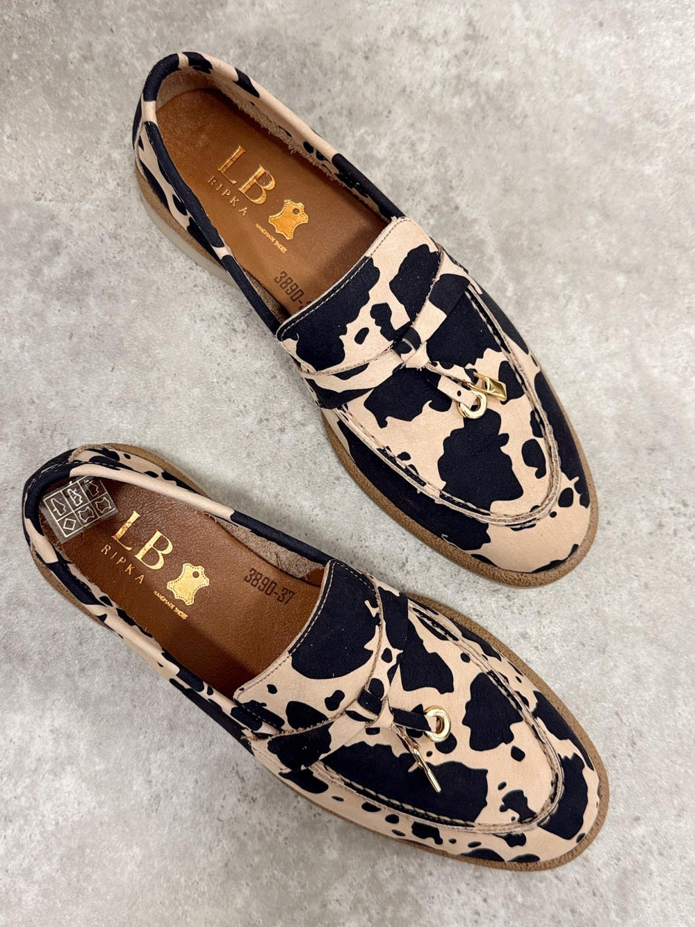 Pantofi plați din piele  G128 - LEOPARD