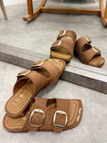 Papuci din piele G142 - CAMEL