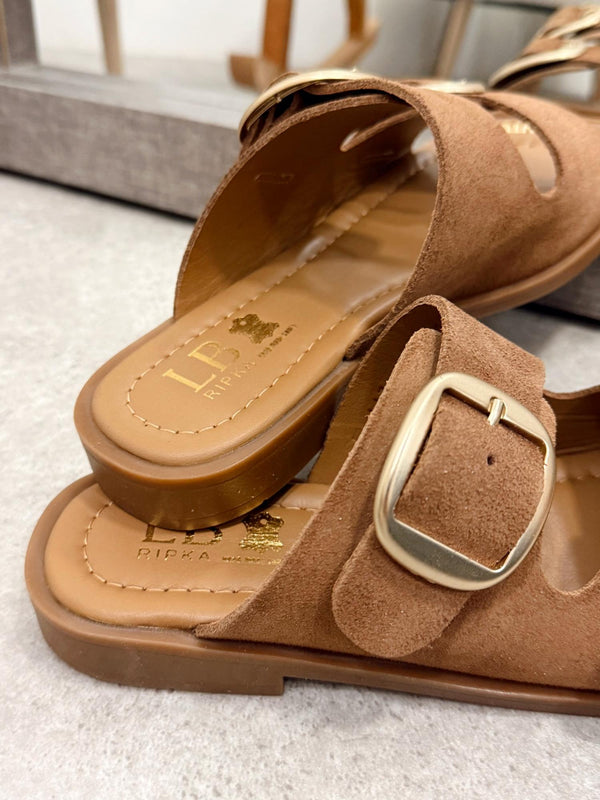 Leather slippers G142 - CAMEL