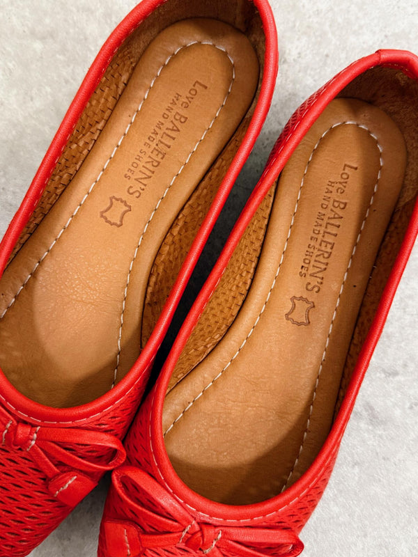 Leather ballet flats G185 - RED