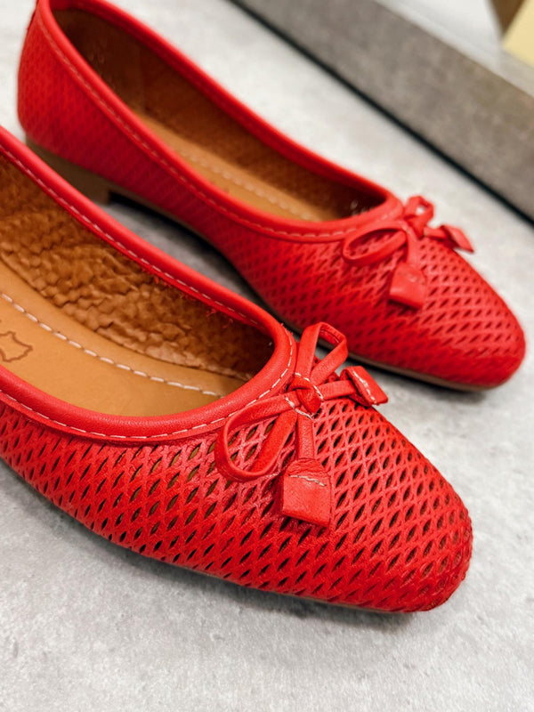 Leather ballet flats G185 - RED