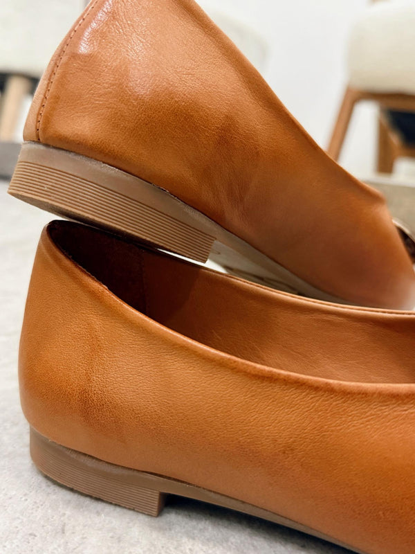Leather ballet flats G184 - CAMEL