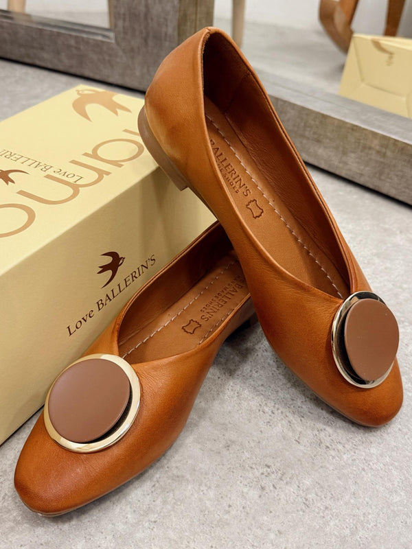 Leather ballet flats G184 - CAMEL