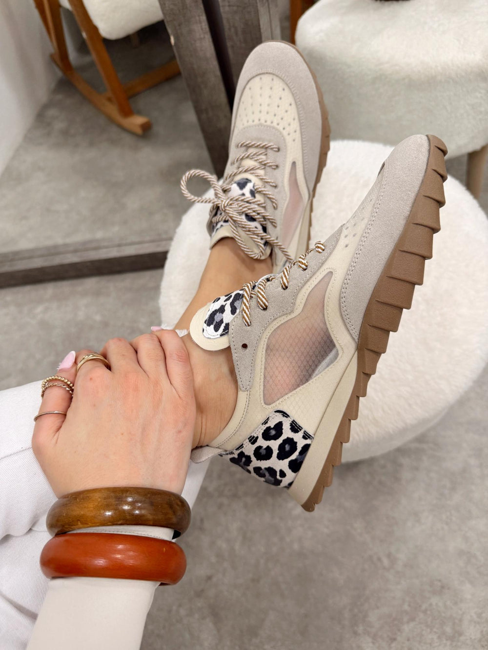 Leather sneakers G126 - BEIGE