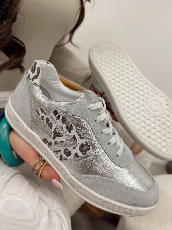 Leather sneakers G120 - SILVER