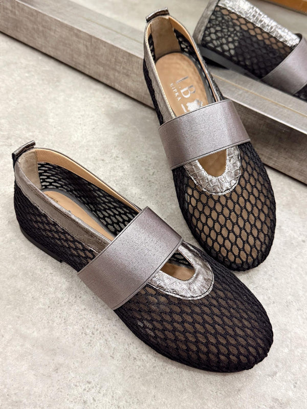 Leather ballet flats G129 - BLACK