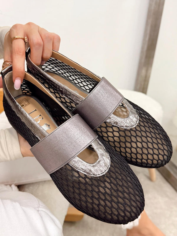 Leather ballet flats G129 - BLACK