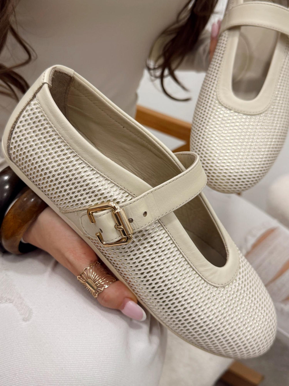 Leather ballet flats G148 - BEIGE