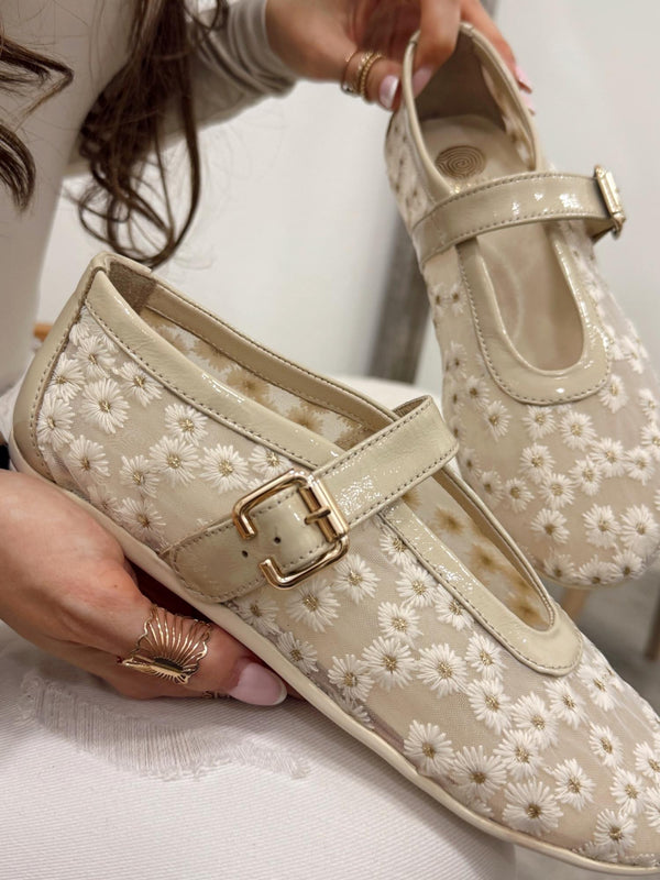 Leather ballet flats G148 - BEIGE