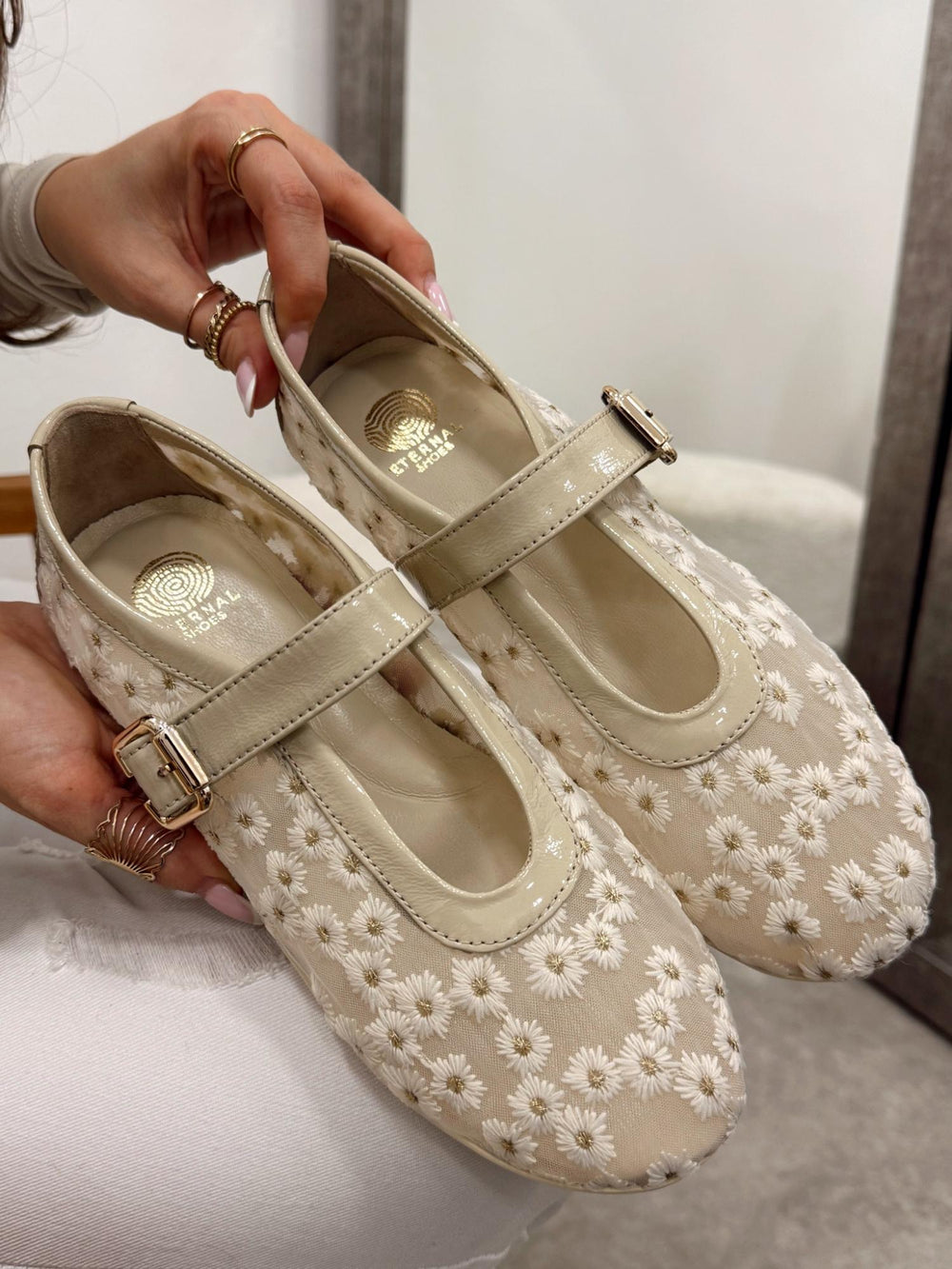 Leather ballet flats G148 - BEIGE