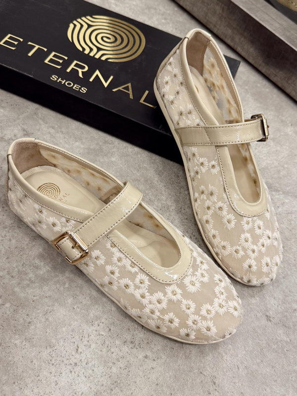 Leather ballet flats G148 - BEIGE