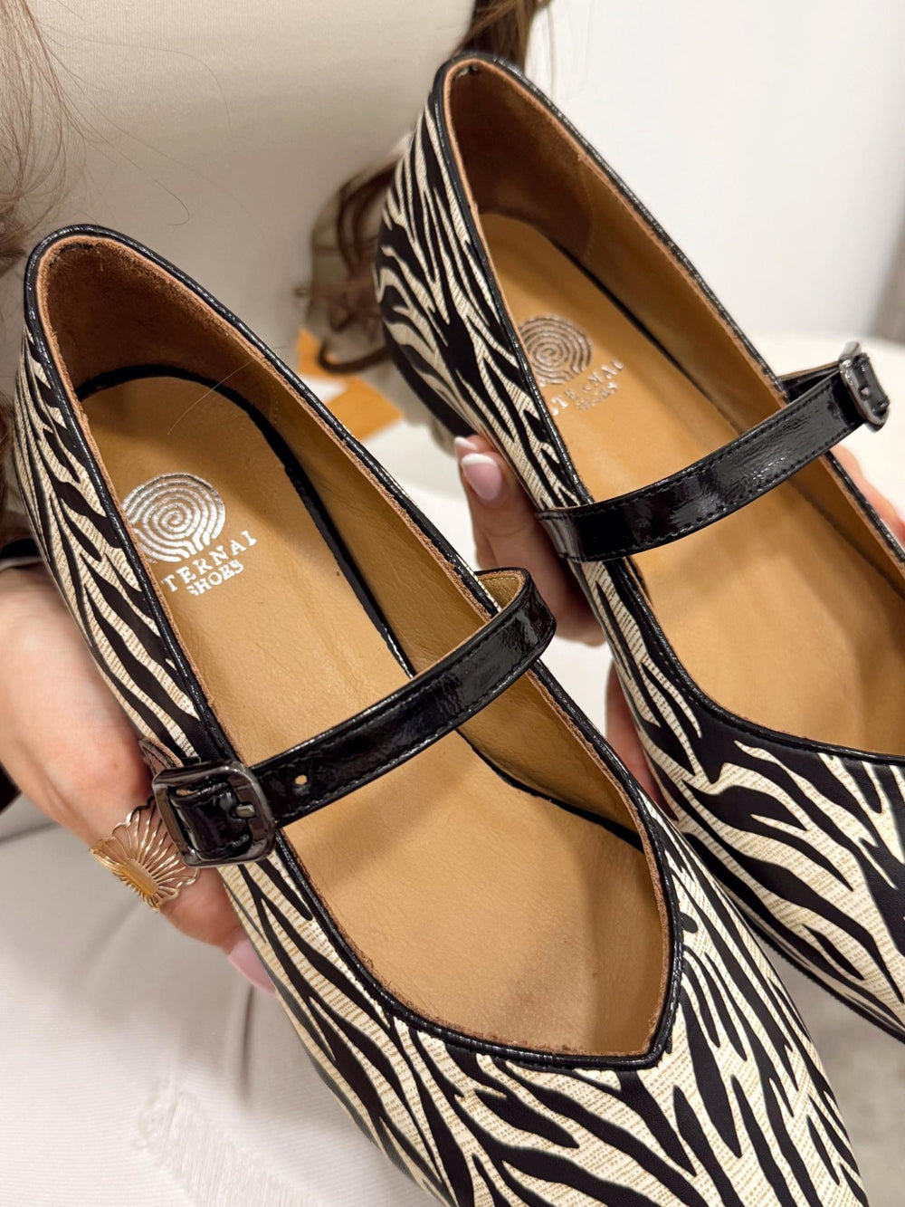 Leather ballet flats G149 - ZEBRA