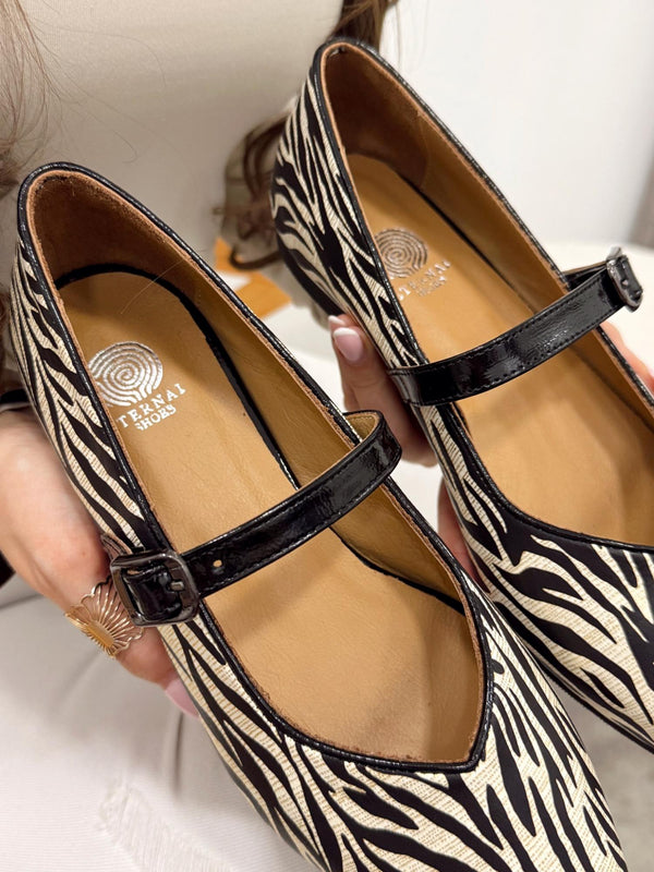 Leather ballet flats G149 - ZEBRA