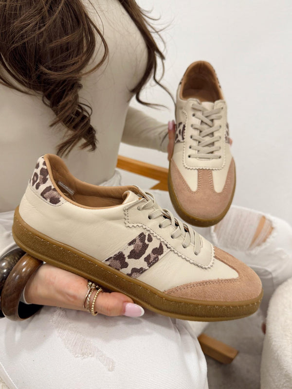 Leather sneakers G121 - BEIGE