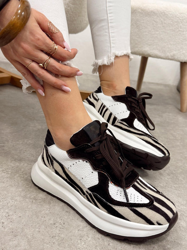 Leather women sneakers G143 - WHITE