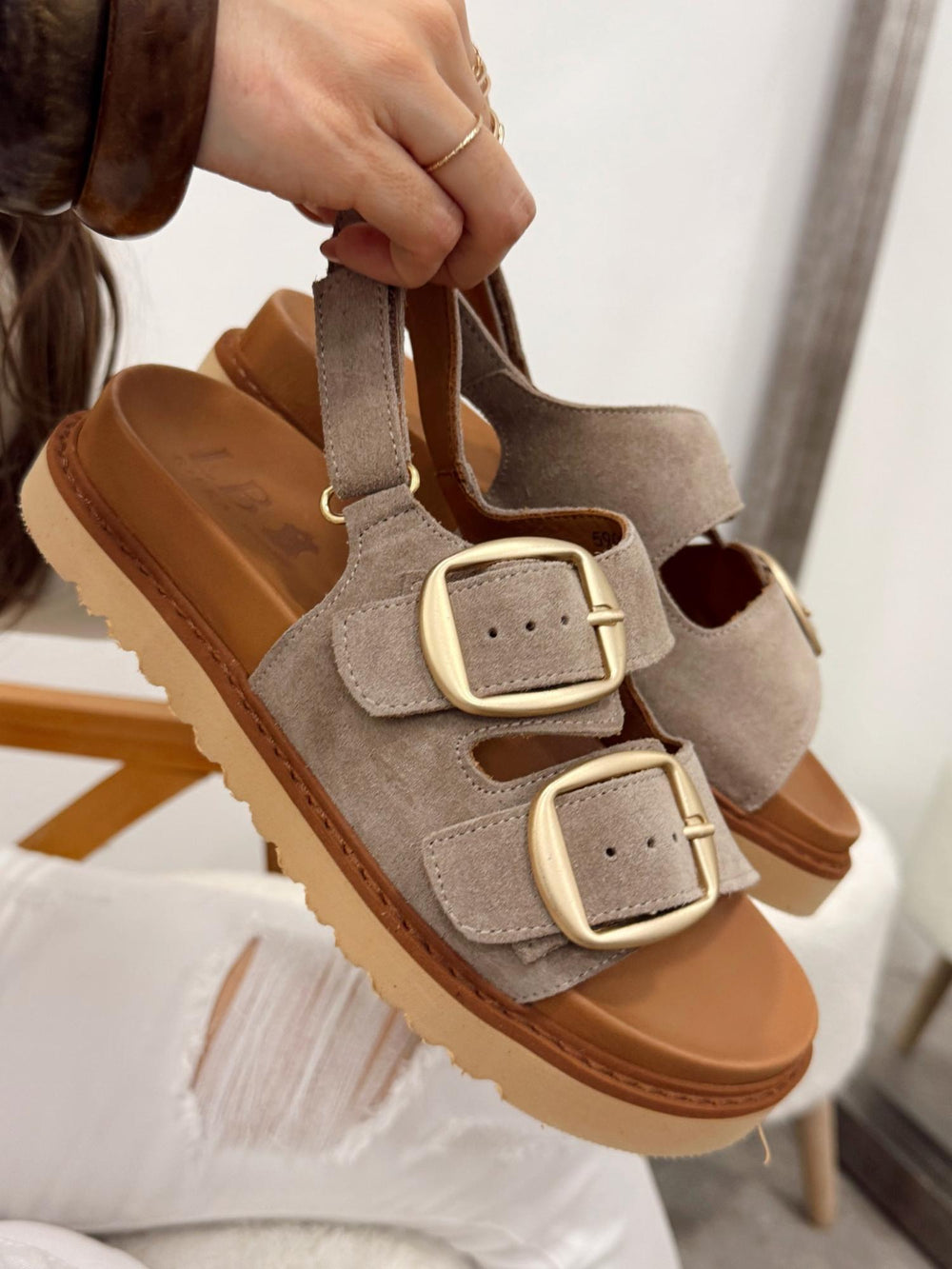 Ledersandalen G133 - BEIGE