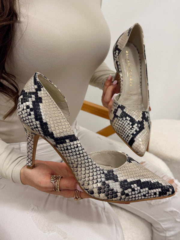 Leather heels G118 - BEIGE