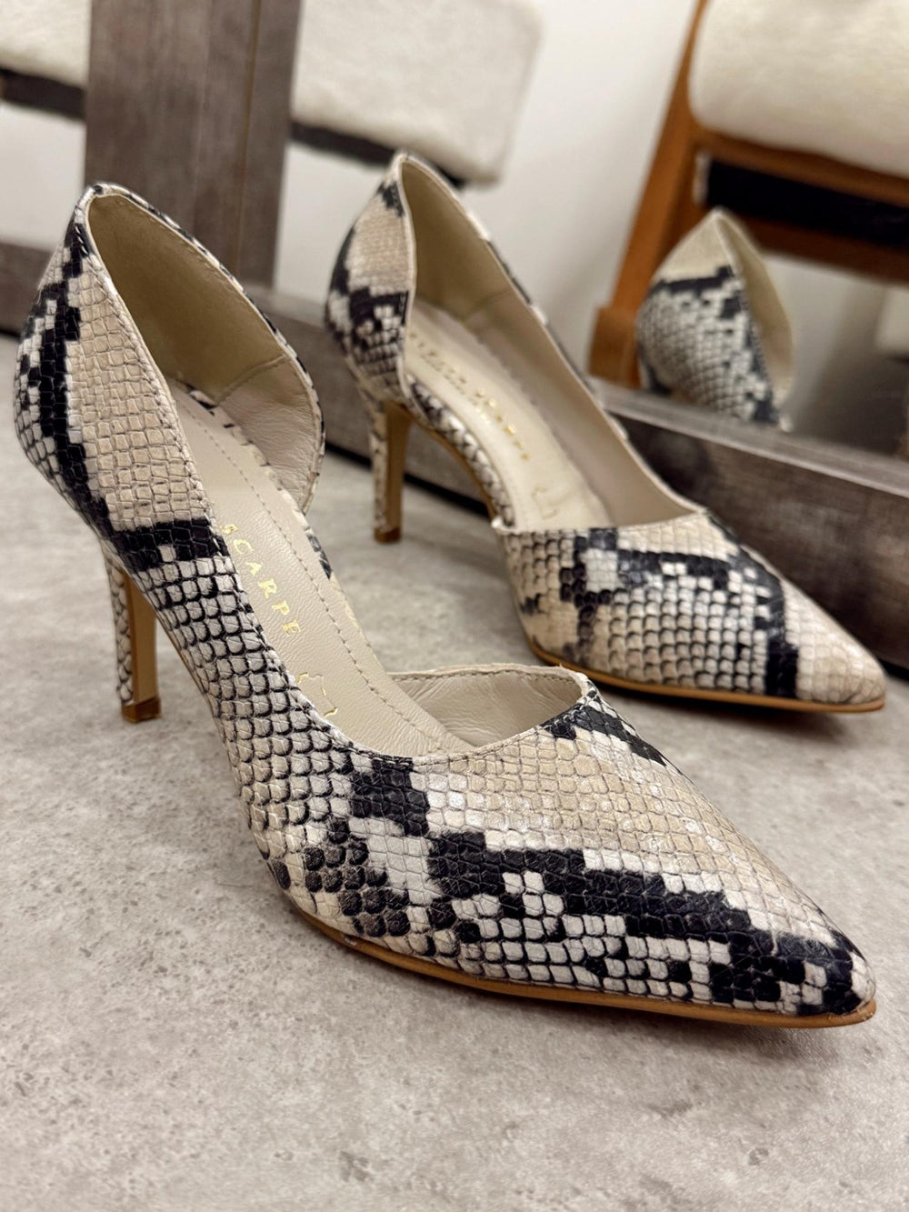 Leder High Heels G118 - BEIGE