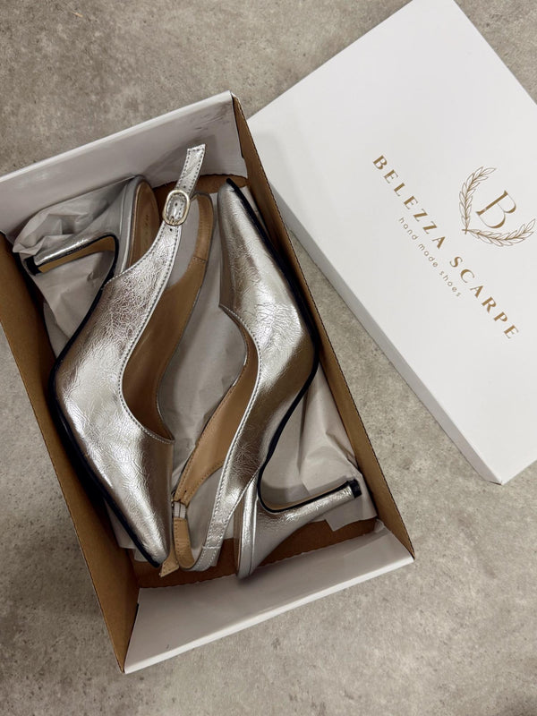 Leather sandals G116 - SILVER