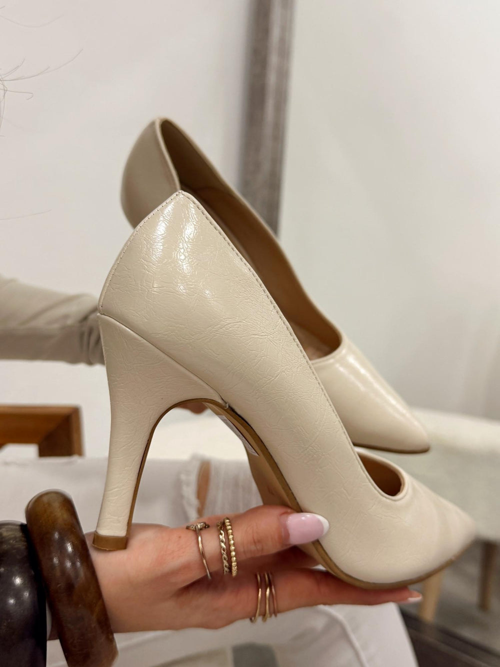 Leder Pumps G118 - BEIGE