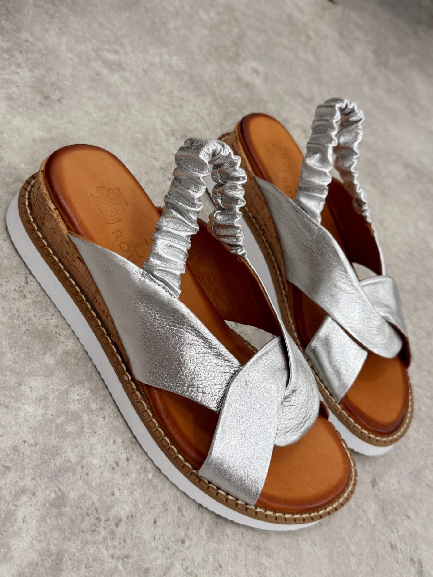 Sandale din piele G171 - ARGINTIE
