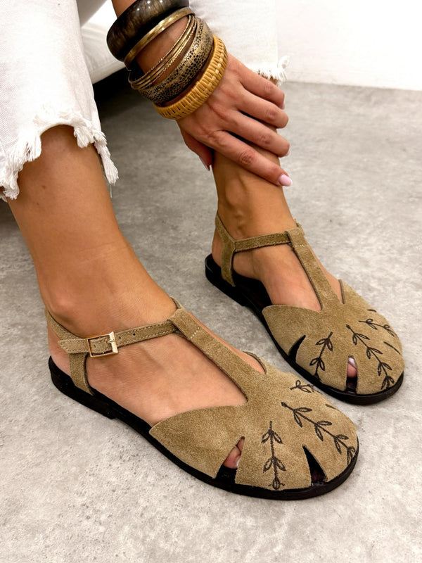 Leather sandals G433 - BEIGE