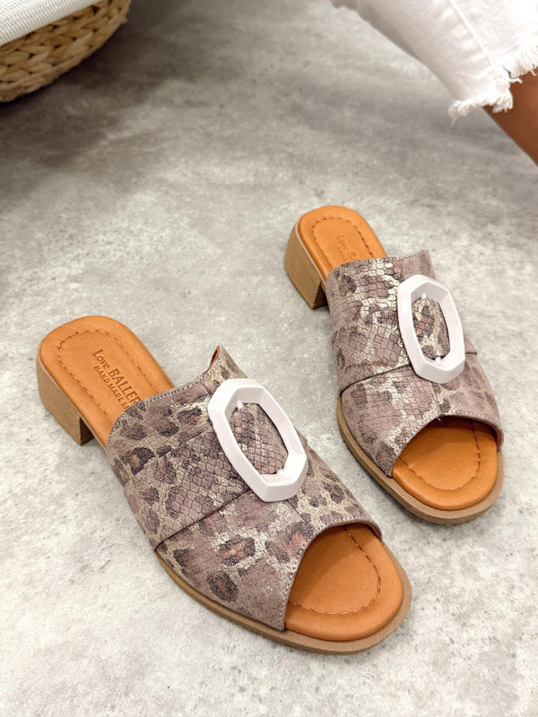 Leather slippers G411 - GREY