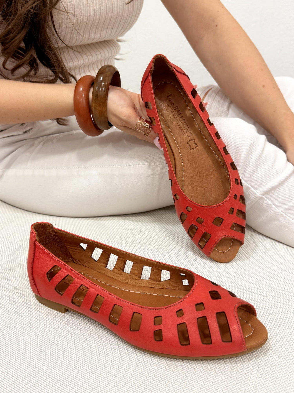 Leather sandals G204 - RED