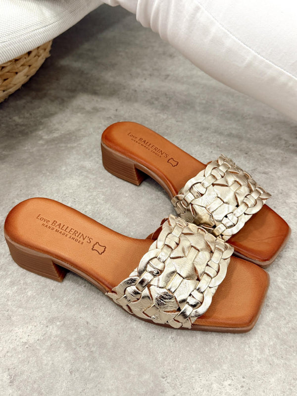 Leather slippers G412 - GOLD