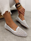 Flat leather shoes G464 - WHITE