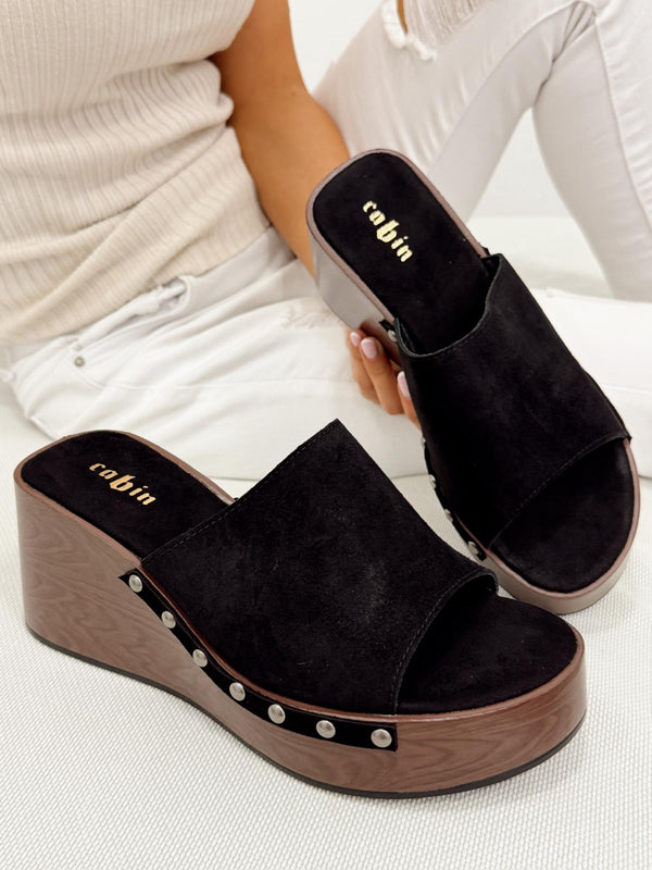 Leather slippers G317 - BLACK