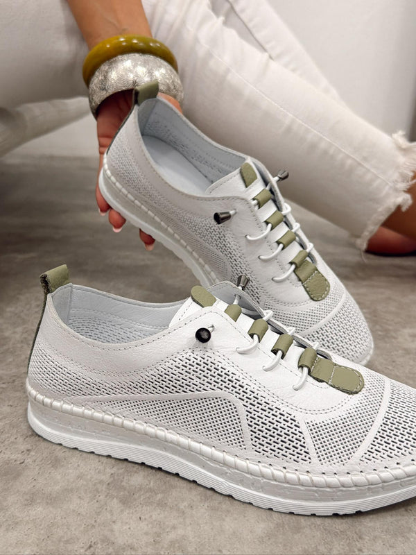 Leather sneakers G399 - WHITE