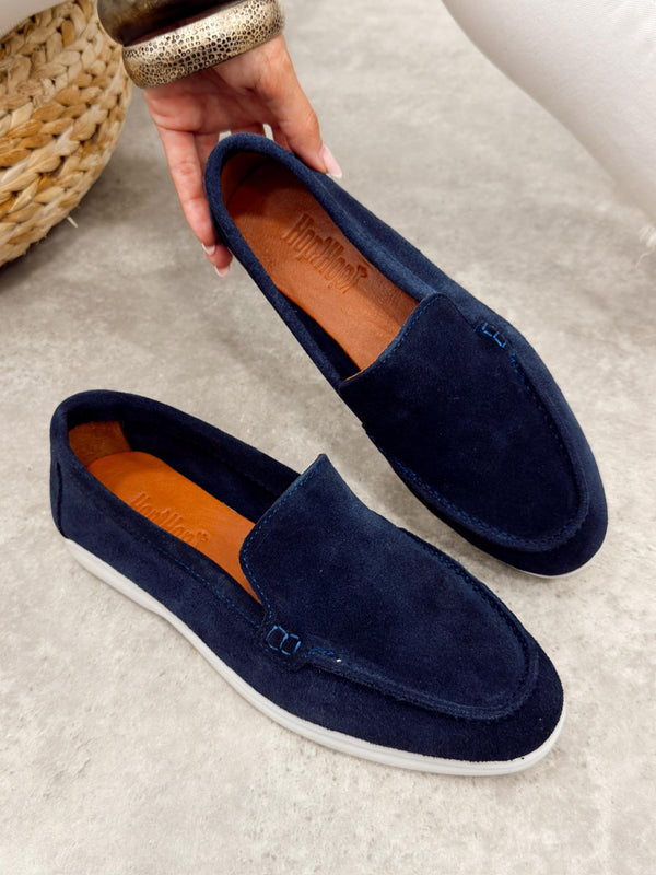 Flat leather shoes G517 - NAVY