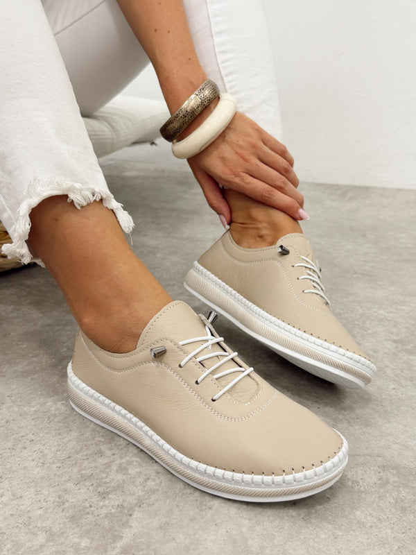 Leather sneakers G450 - BEIGE