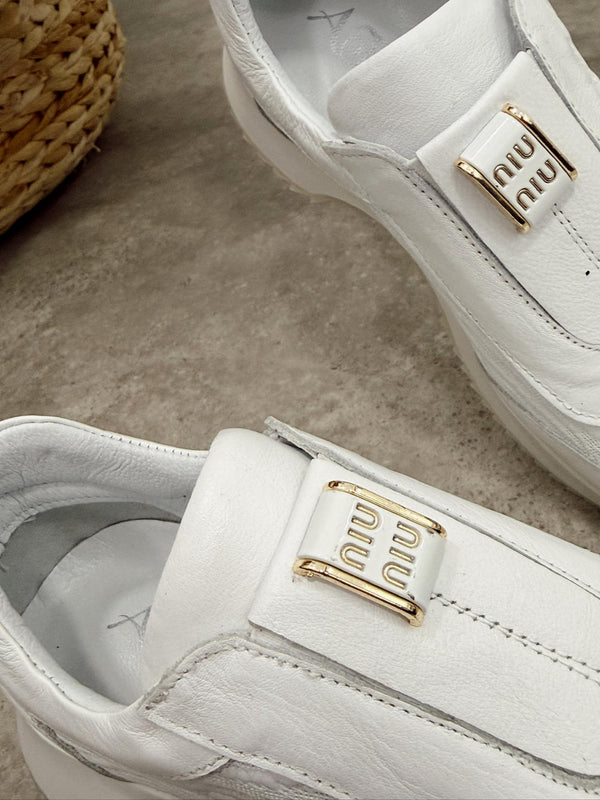 Leather sneakers G455 - WHITE