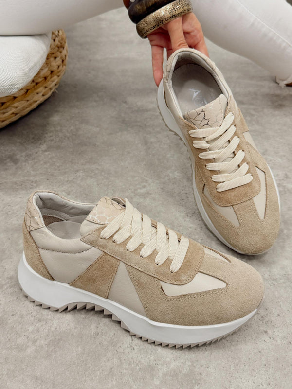 Leather sneakers G454 - BEIGE