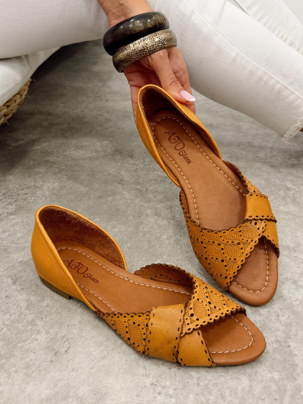 Leather sandals G474 - ORANGE